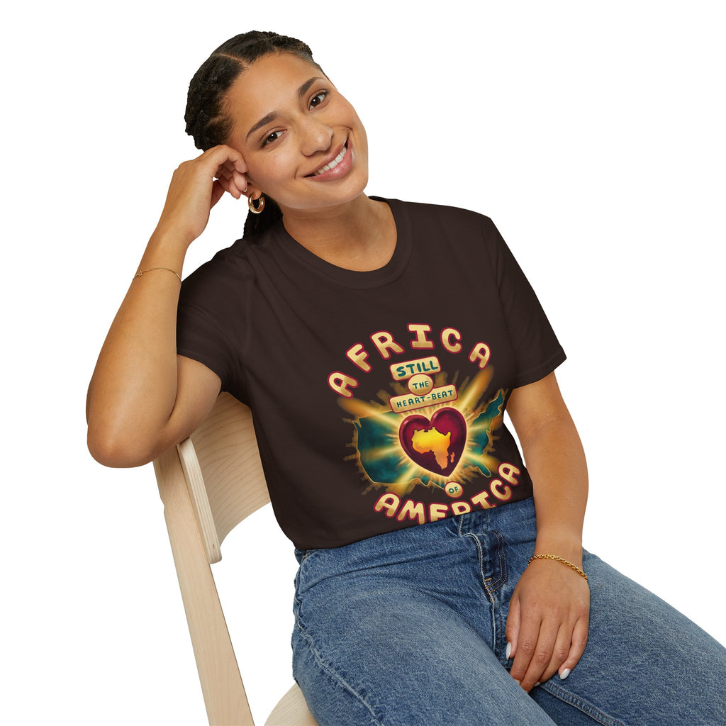Africa Still the Heartbeat T-Shirt — Retro Heartbeat Map Tee