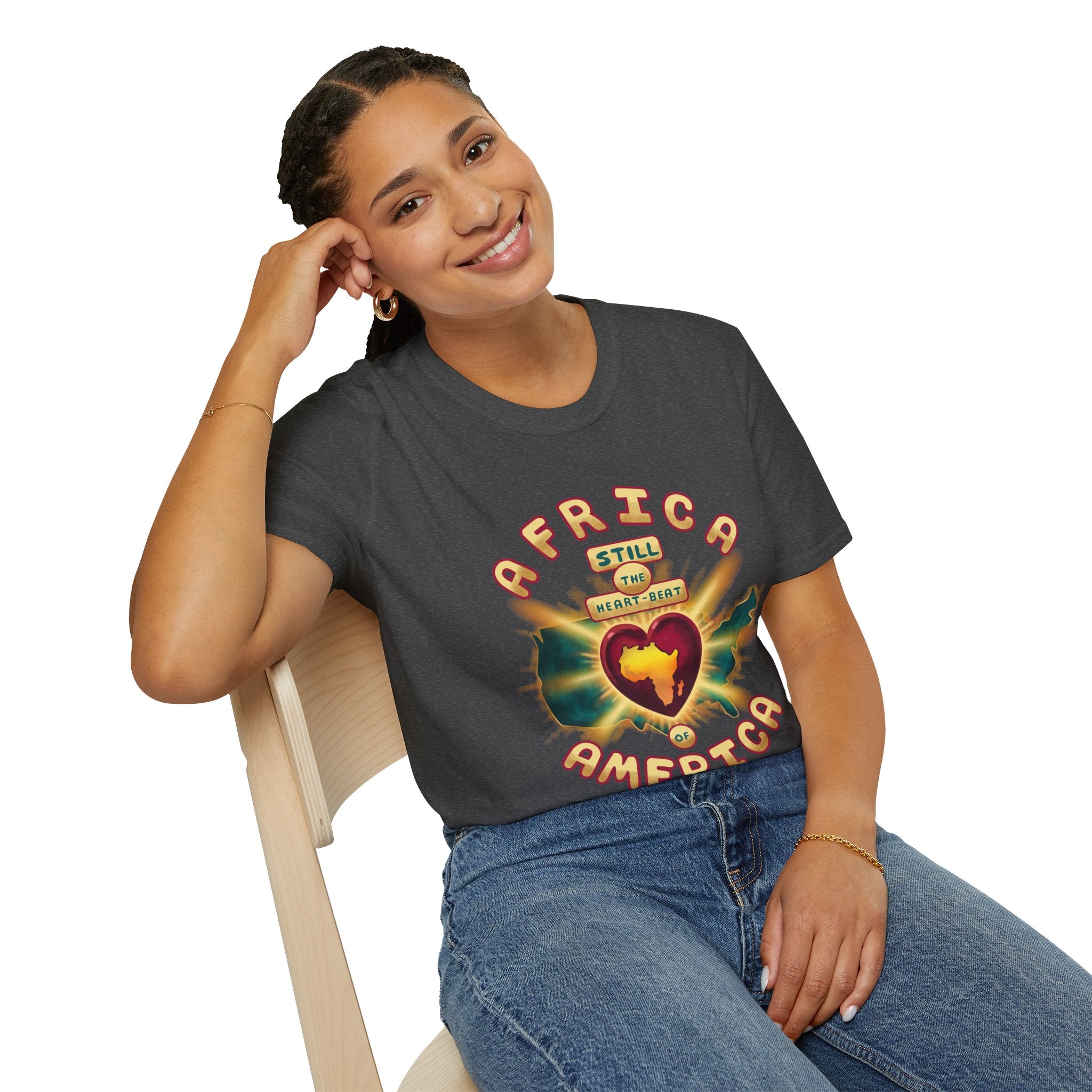 Africa Still the Heartbeat T-Shirt — Retro Heartbeat Map Tee