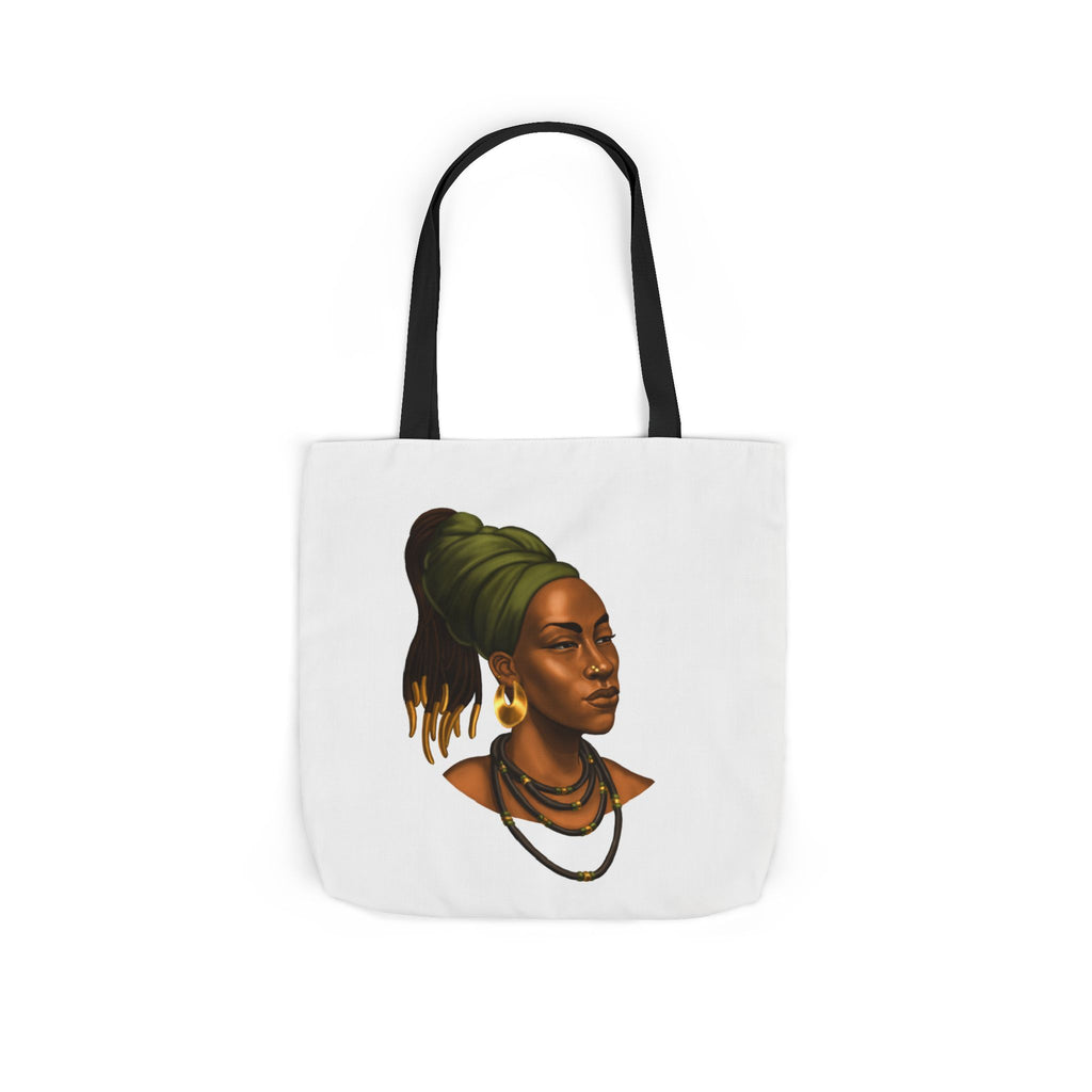 Afrocentric Portrait Canvas Tote — Woman with Headwrap Art Tote Bag