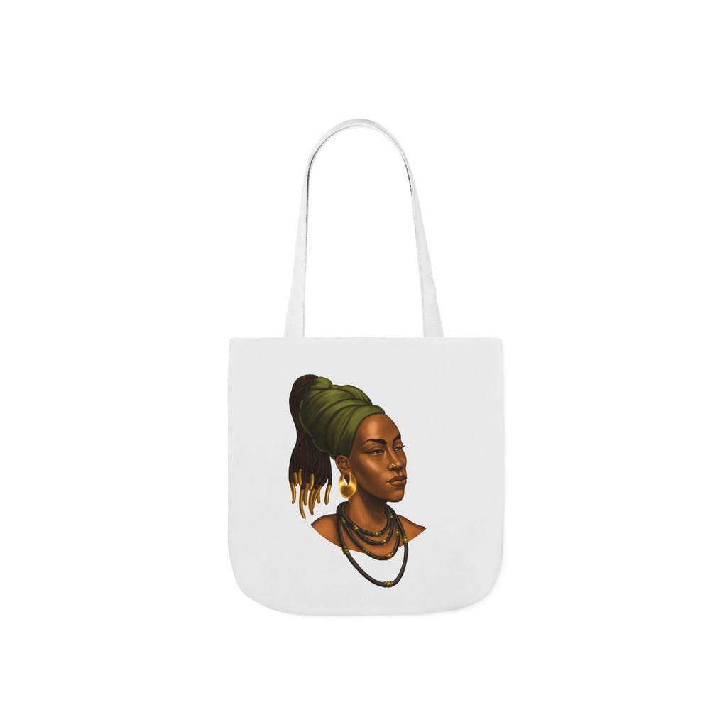Afrocentric Portrait Canvas Tote — Woman with Headwrap Art Tote Bag