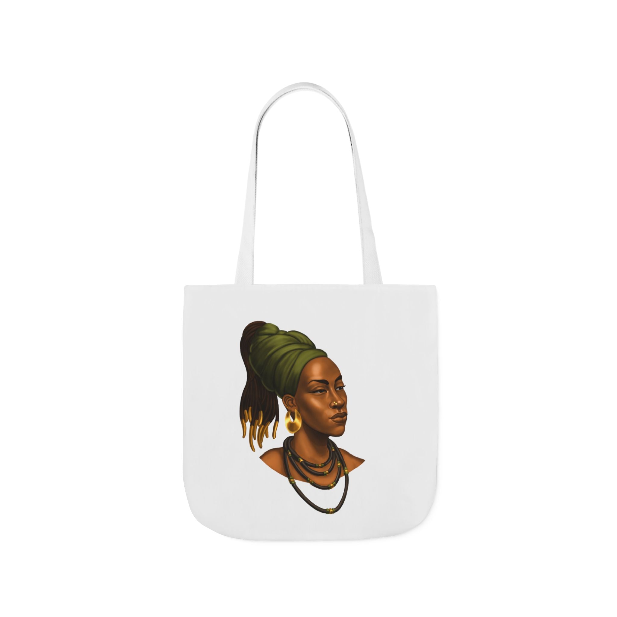 Afrocentric Portrait Canvas Tote — Woman with Headwrap Art Tote Bag