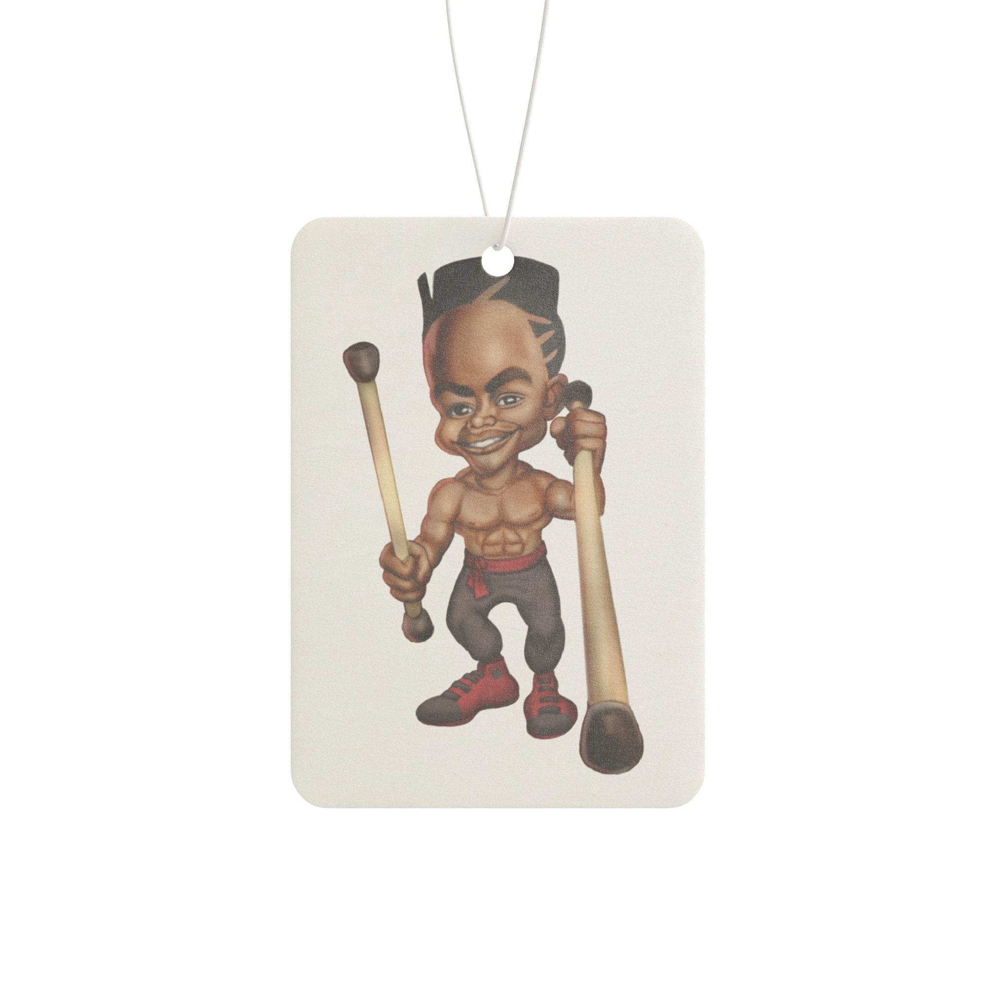 Drummer Car Air Freshener — Cartoon Percussionist Design