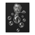 Surreal Bubble-Blower Matte Canvas Wall Art — Monochrome Pop Surrealism
