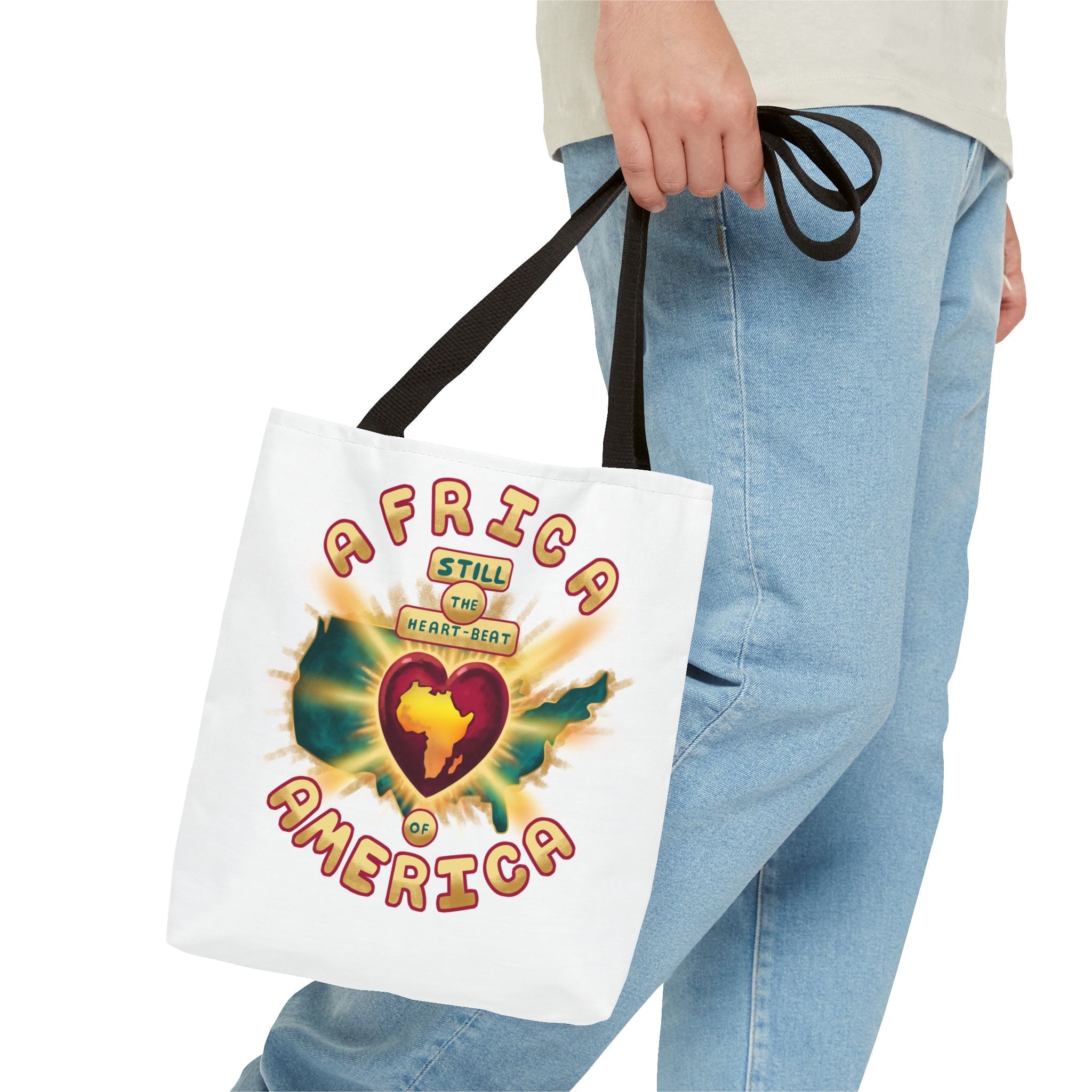 Africa America Heartbeat Tote Bag — 'Africa Still the Heartbeat' Graphic Tote