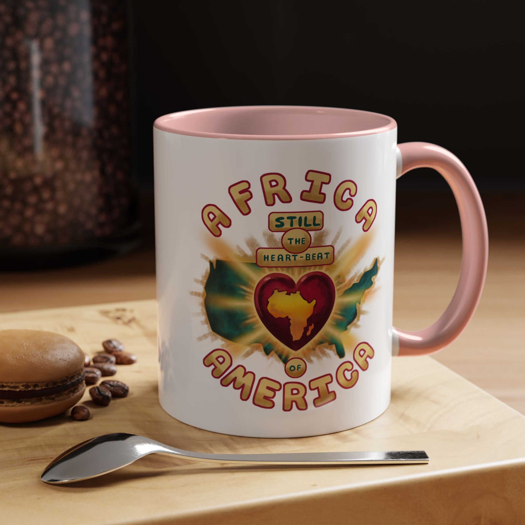 Africa Still the Heartbeat of America Accent Coffee Mug