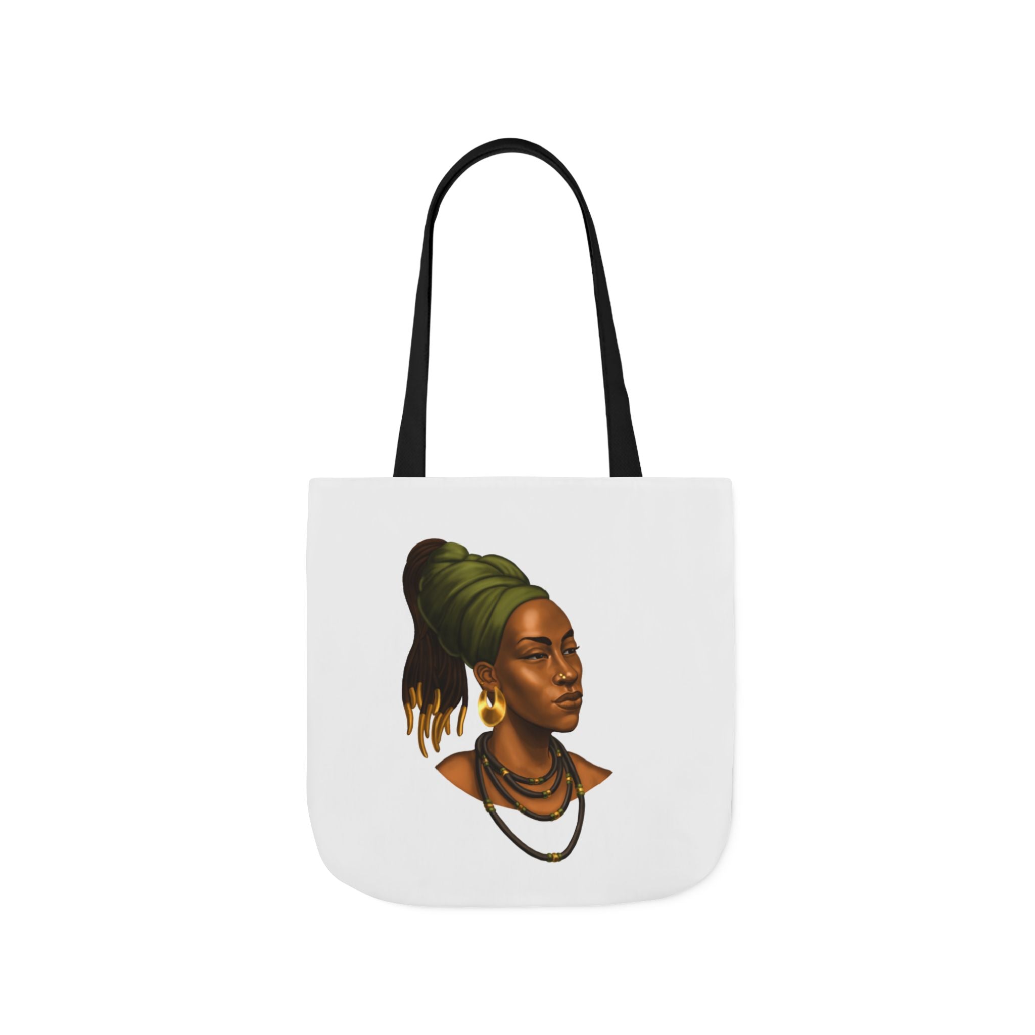 Afrocentric Portrait Canvas Tote — Woman with Headwrap Art Tote Bag