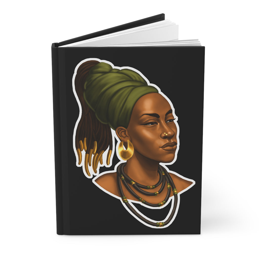 Black Afrocentric Portrait Hardcover Journal — Dreadlock Woman Notebook