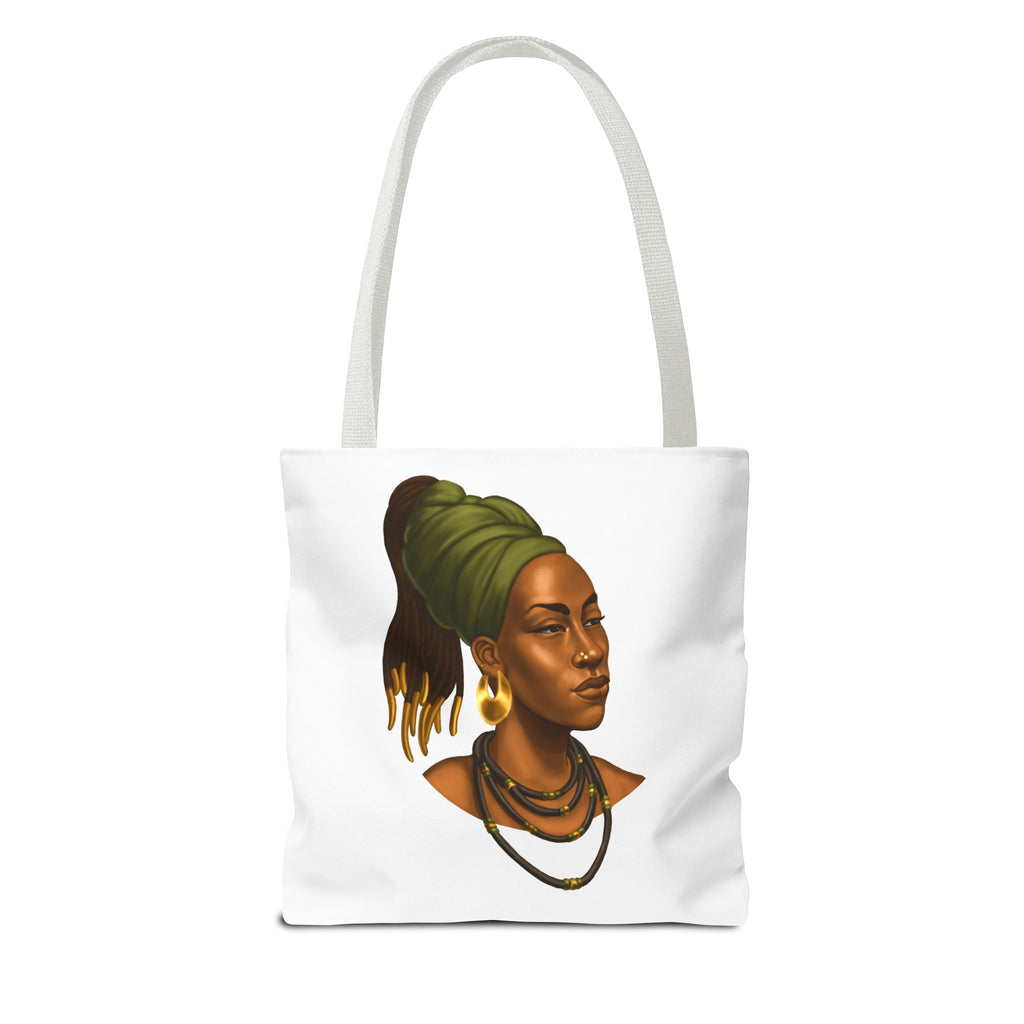 Afrocentric Headwrap Portrait Tote Bag – Elegant Black Woman Illustration