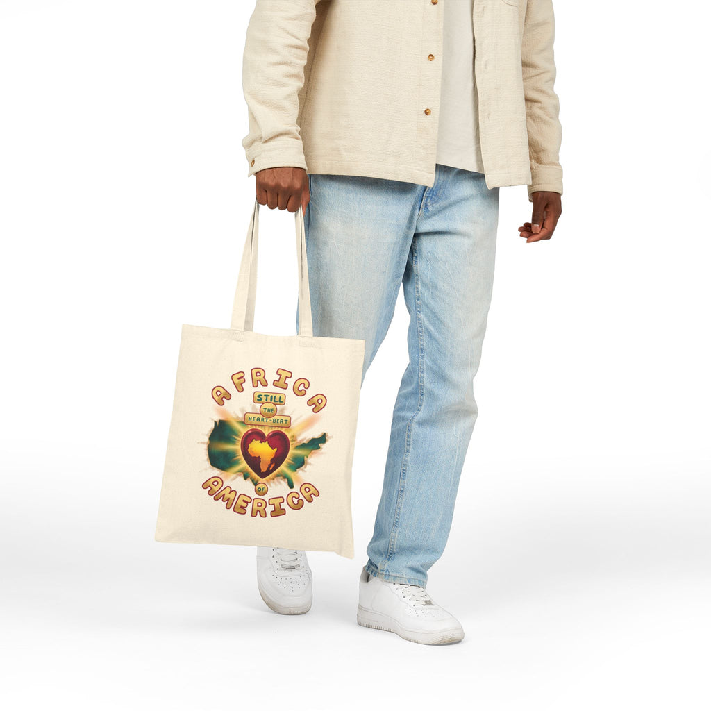 Africa America Heart Tote Bag — 'Still My Heart Beats' Cotton Canvas Shopper