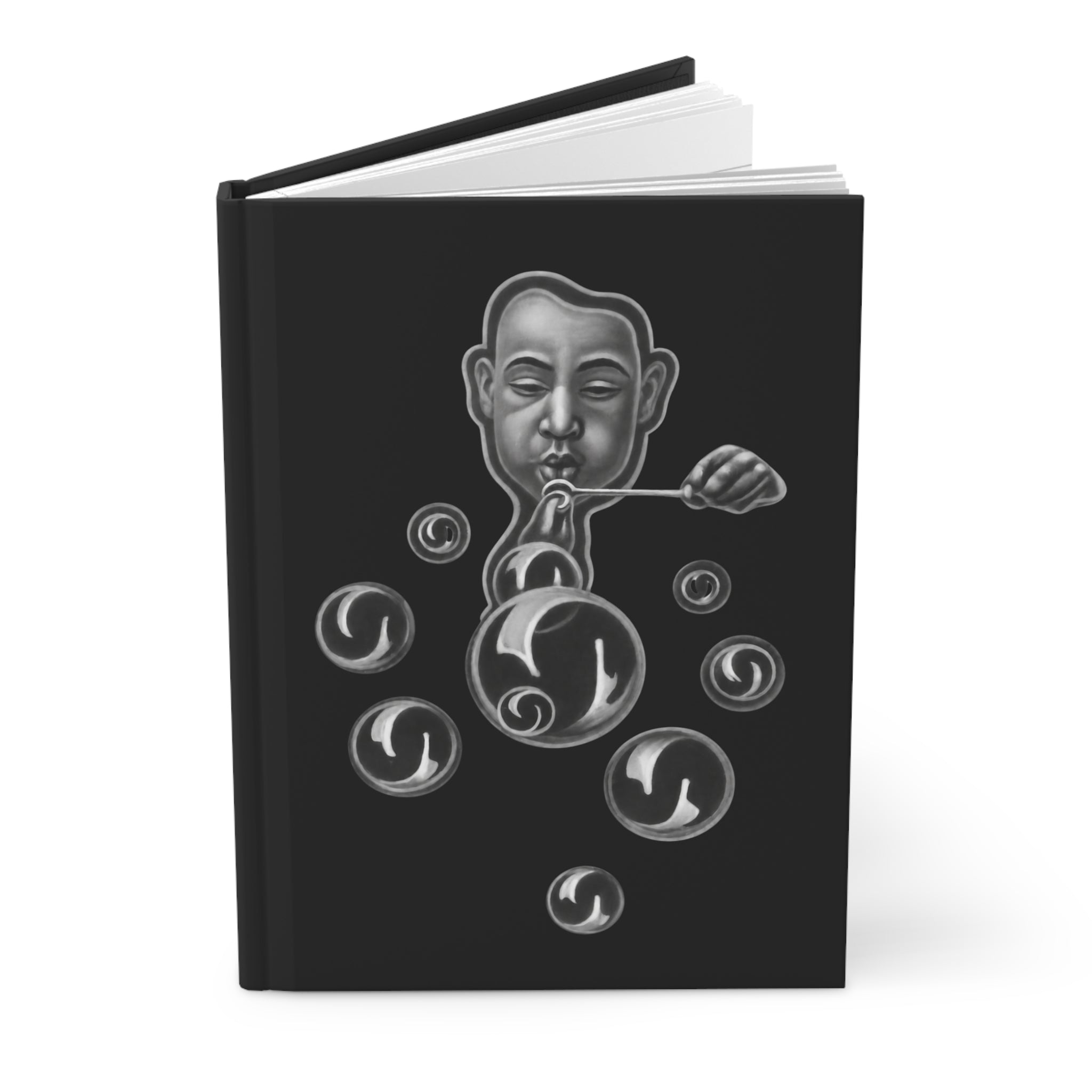 Hardcover Journal — Monochrome Bubble Blower Art Notebook