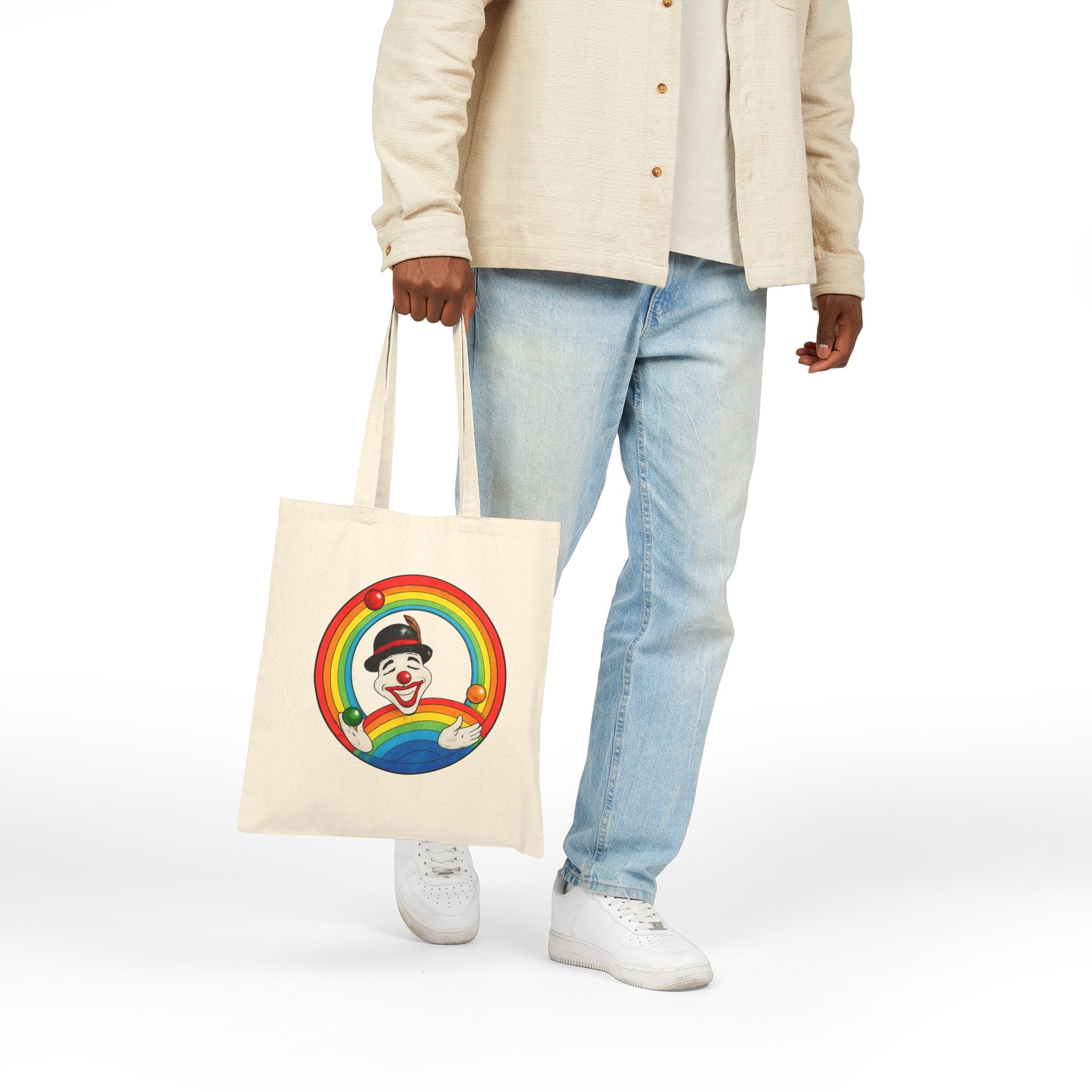 Tote Bag — Vintage Clown Rainbow Design Cute Circus Cotton Tote