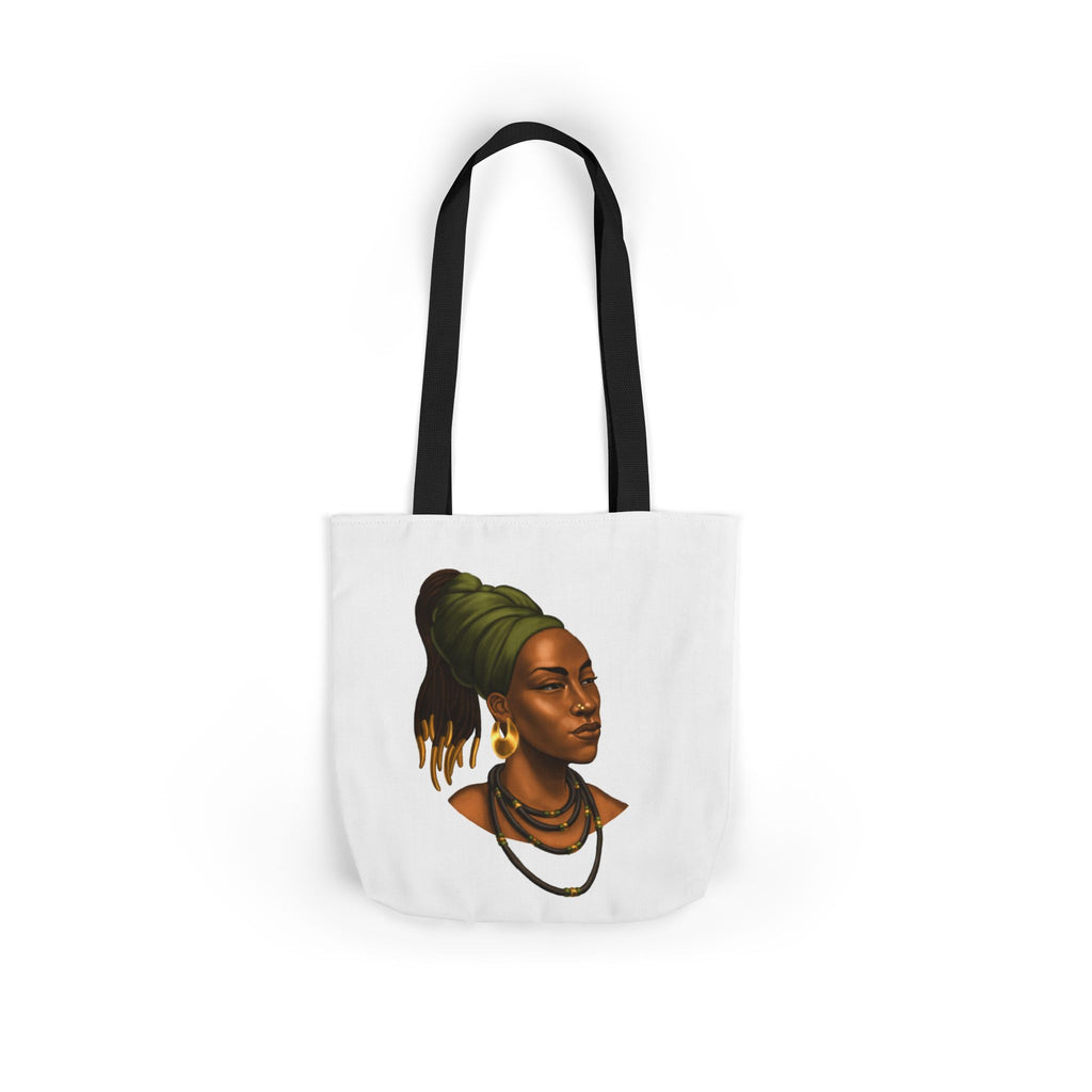Afrocentric Portrait Canvas Tote — Woman with Headwrap Art Tote Bag