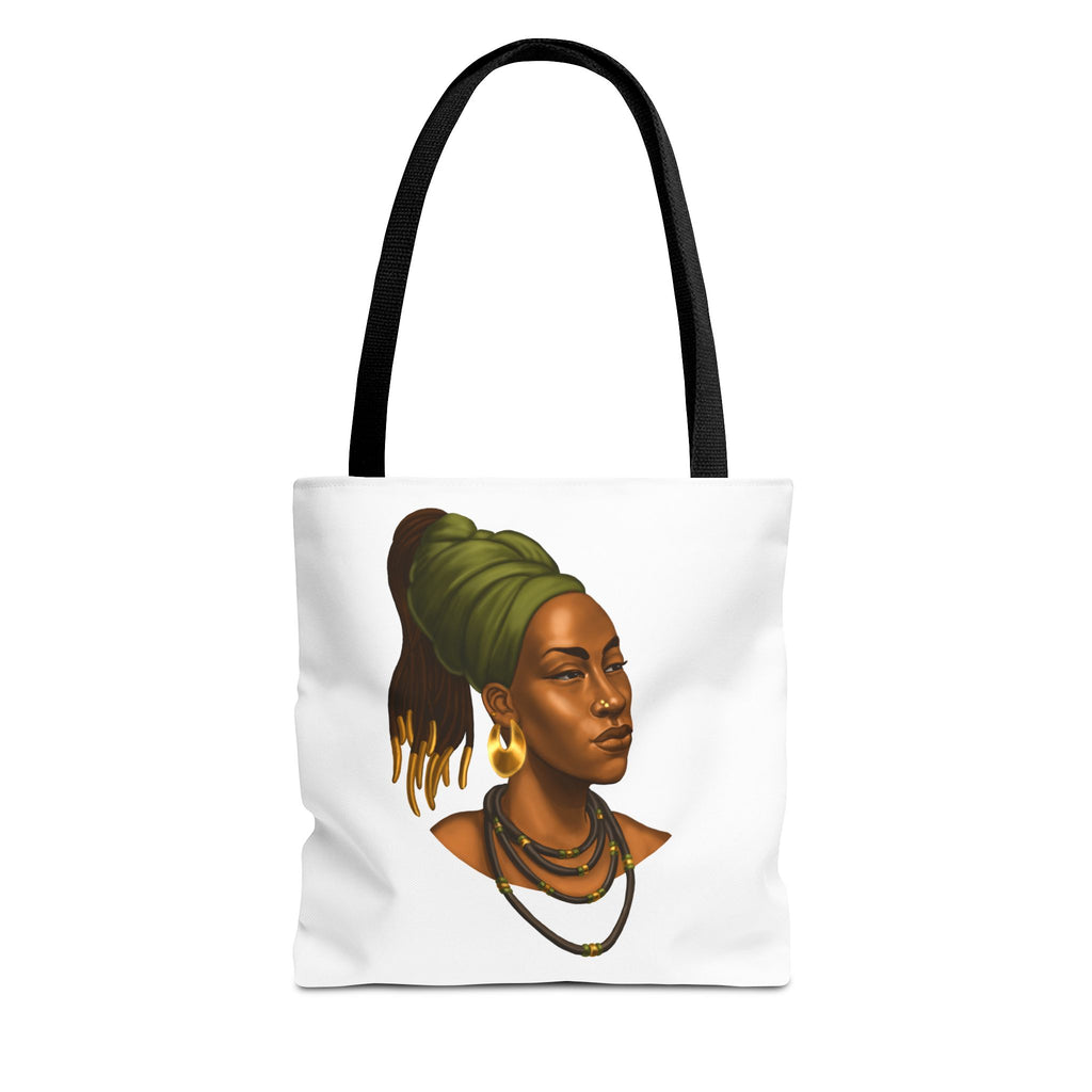 Afrocentric Headwrap Portrait Tote Bag – Elegant Black Woman Illustration