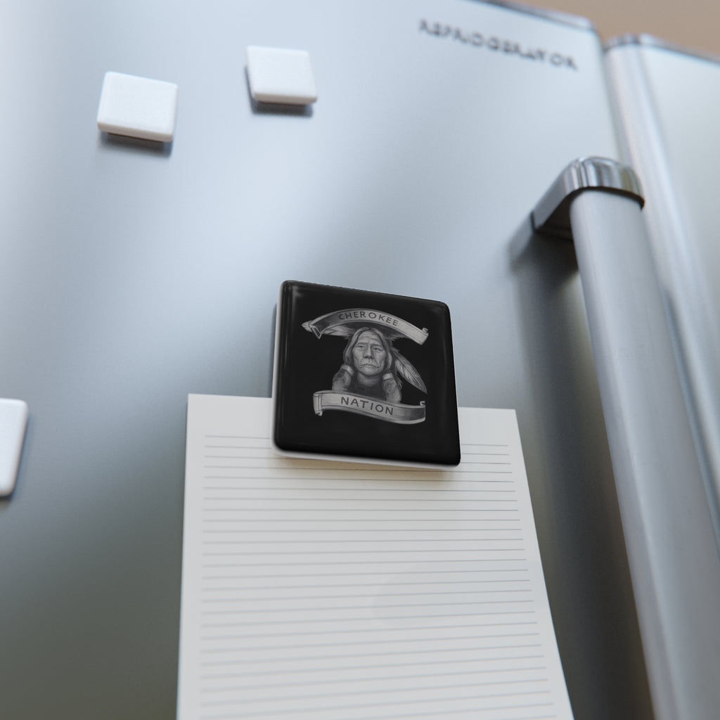 Cherokee Nation Porcelain Square Magnet — Native American Heritage Illustration