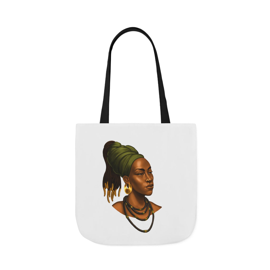 Afrocentric Portrait Canvas Tote — Woman with Headwrap Art Tote Bag