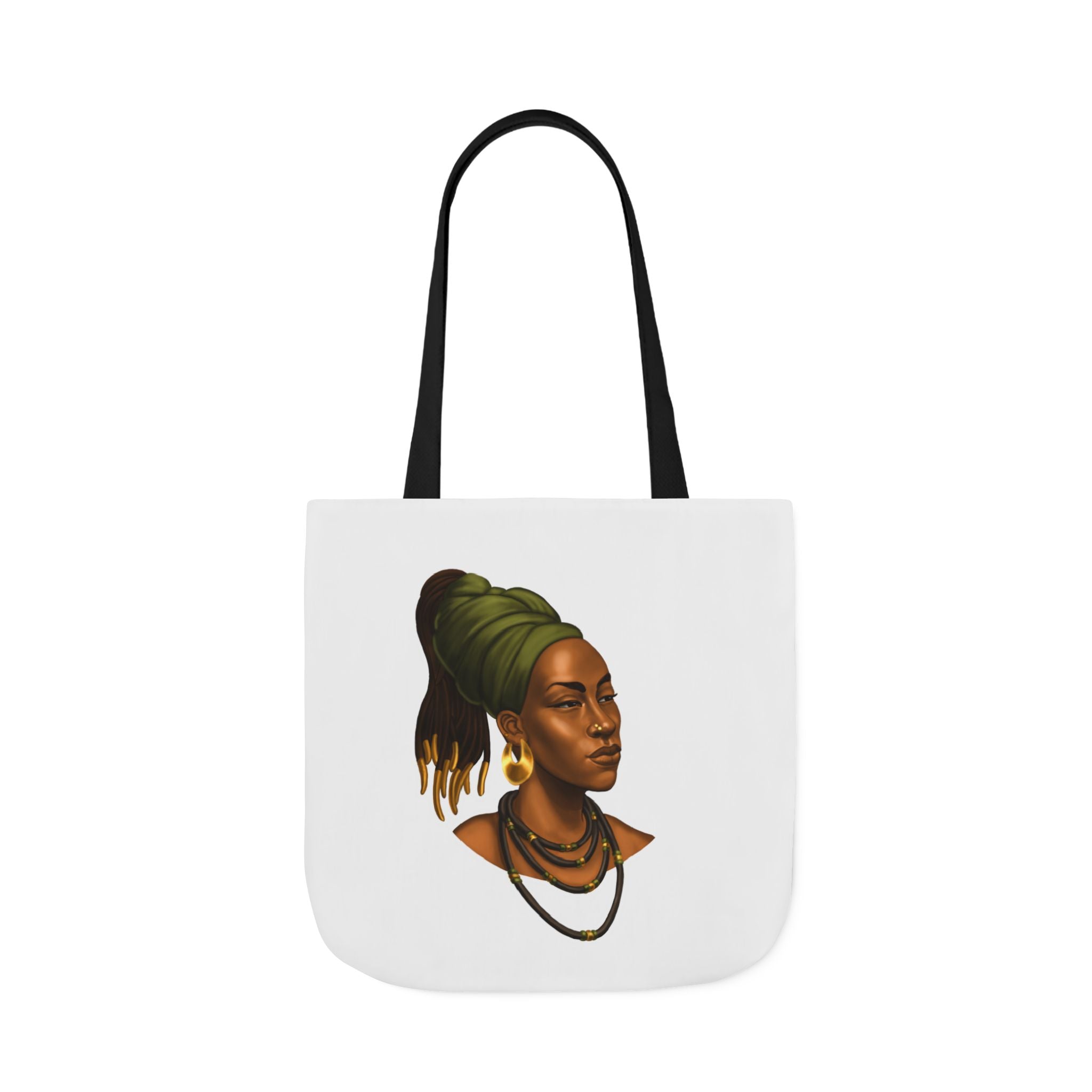 Afrocentric Portrait Canvas Tote — Woman with Headwrap Art Tote Bag