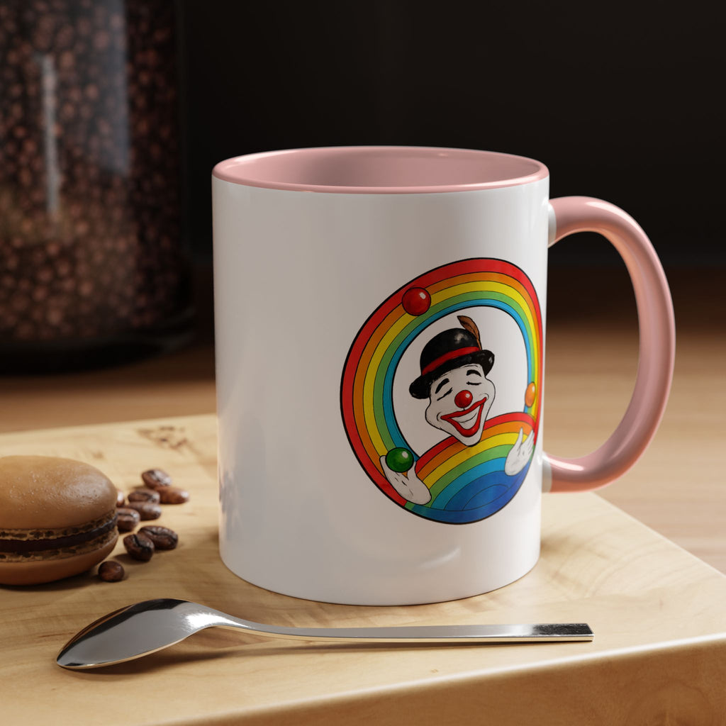 Rainbow Juggling Clown Coffee Mug — Colorful Circus Accent Mug (11/15oz)
