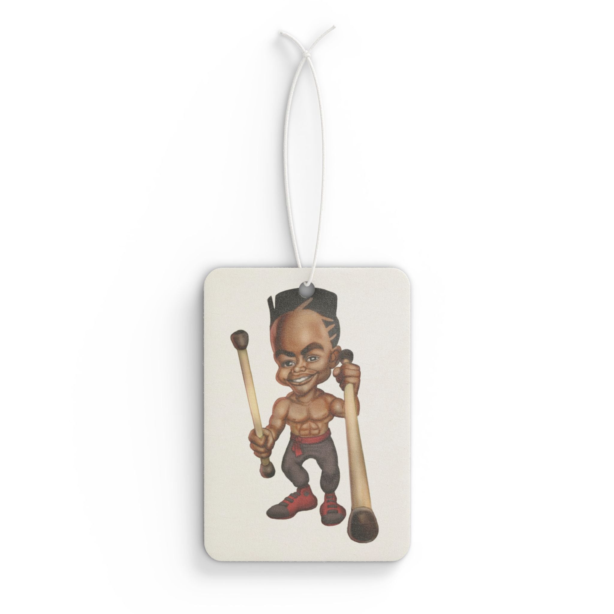 Drummer Car Air Freshener — Cartoon Percussionist Design