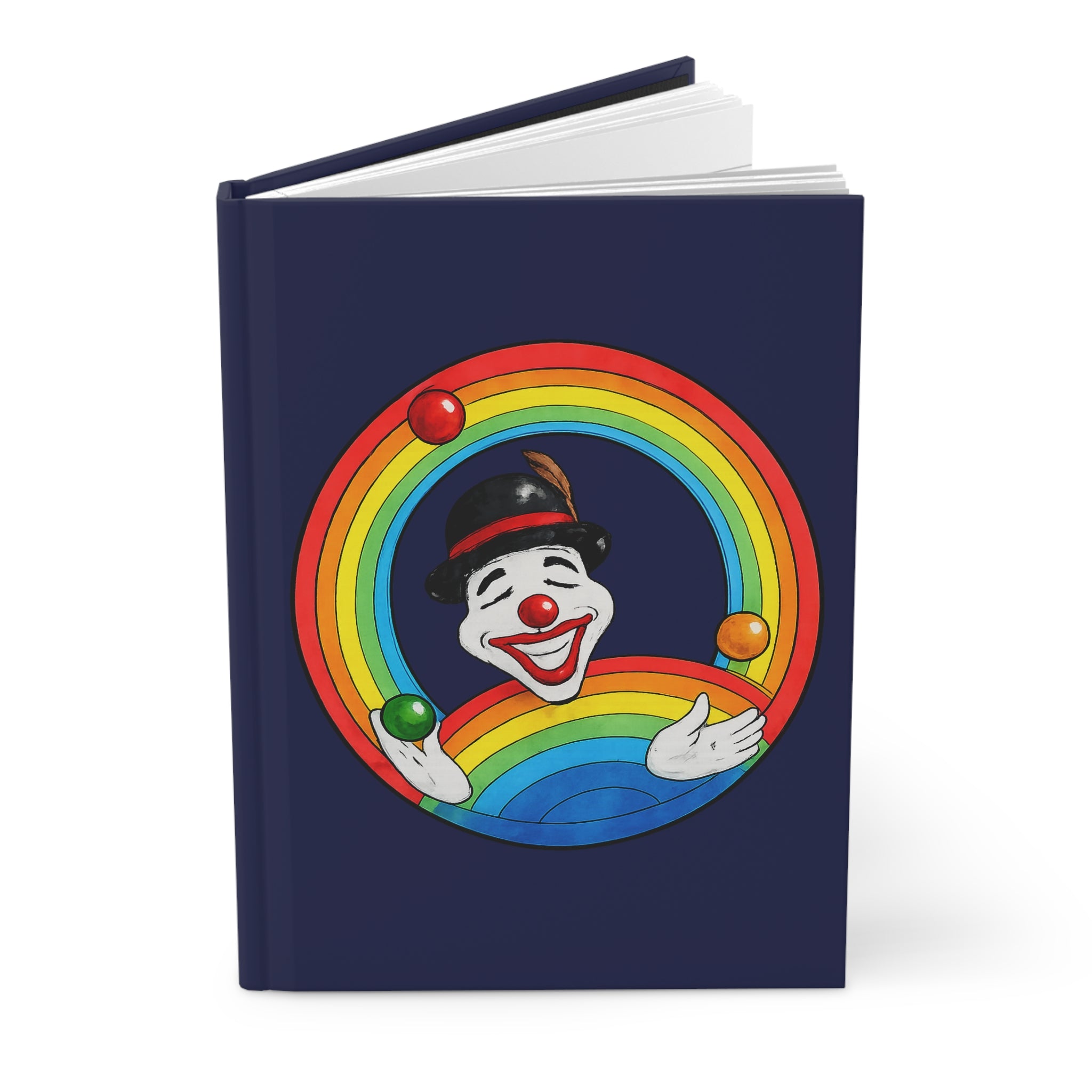 Clown Juggling Rainbow Hardcover Journal