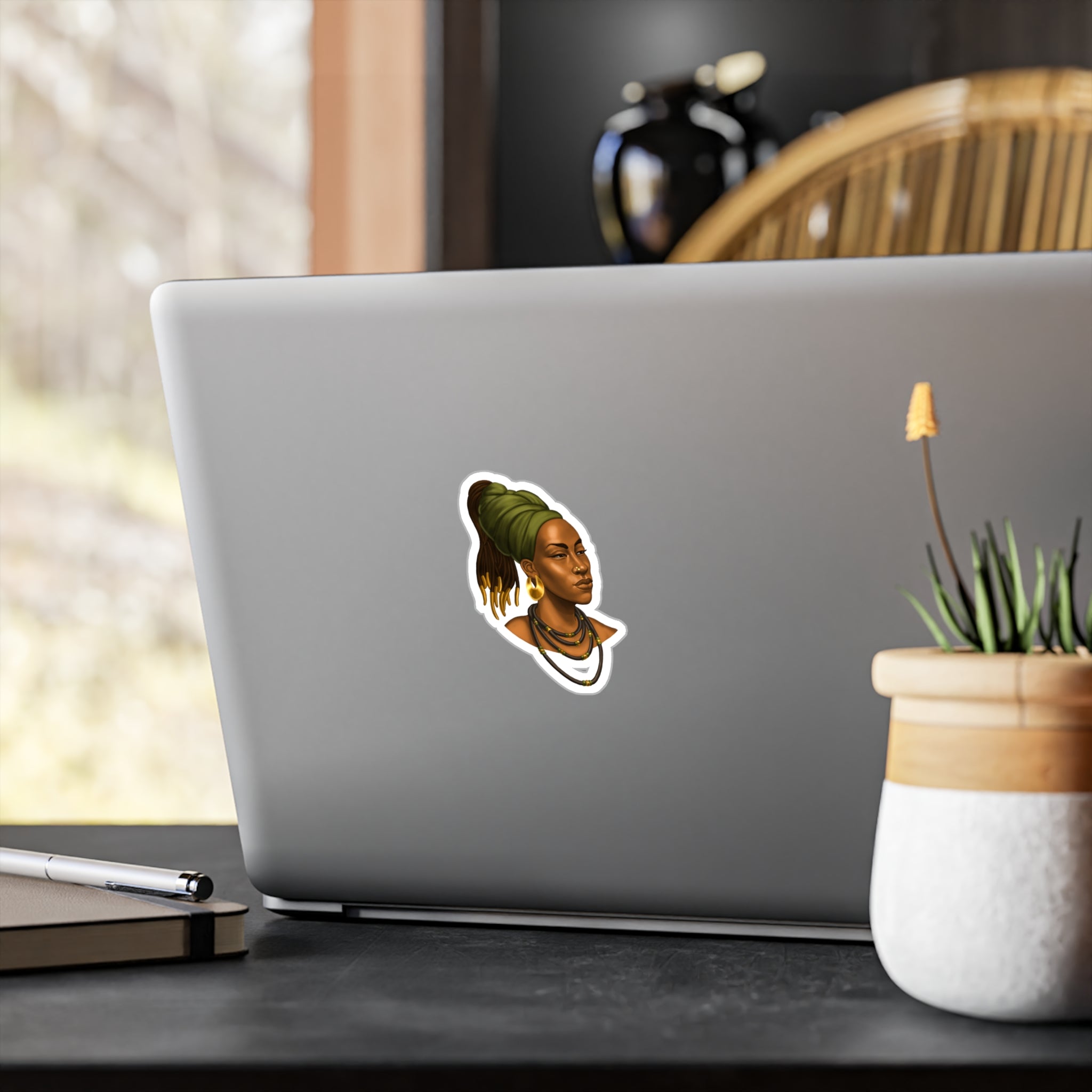 Afrocentric Woman Portrait Kiss-Cut Vinyl Sticker