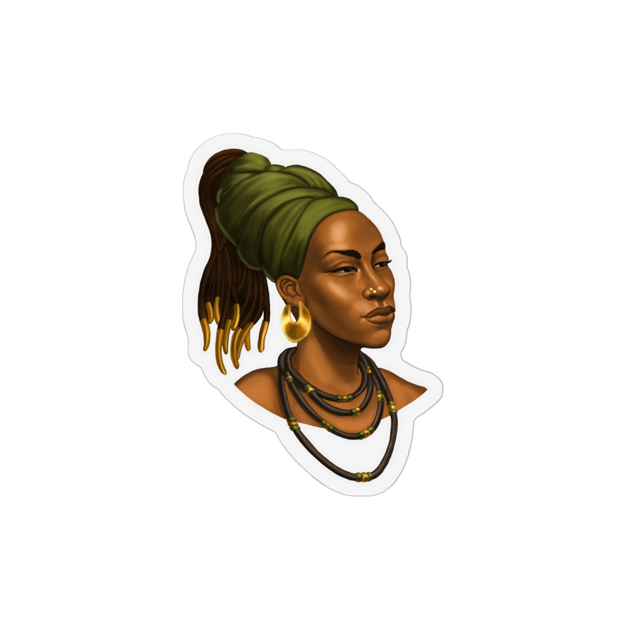 African Queen Portrait Magnet — Custom Shape Black Woman Art Fridge Magnet
