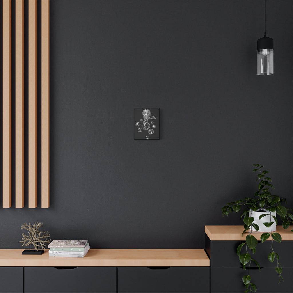 Surreal Bubble-Blower Matte Canvas Wall Art — Monochrome Pop Surrealism