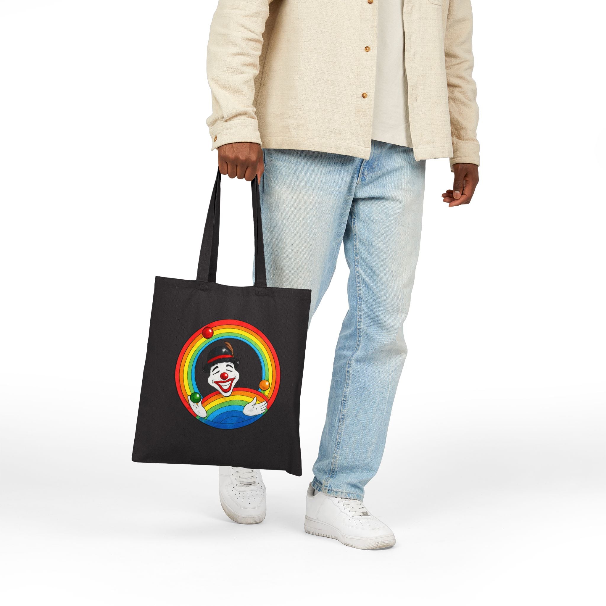 Tote Bag — Vintage Clown Rainbow Design Cute Circus Cotton Tote