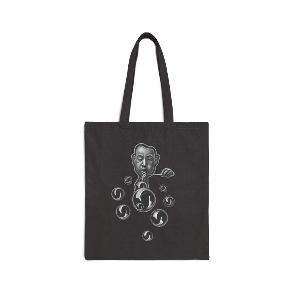 Tote Bag — Surreal Bubble Blower Canvas Tote (Monochrome Art)