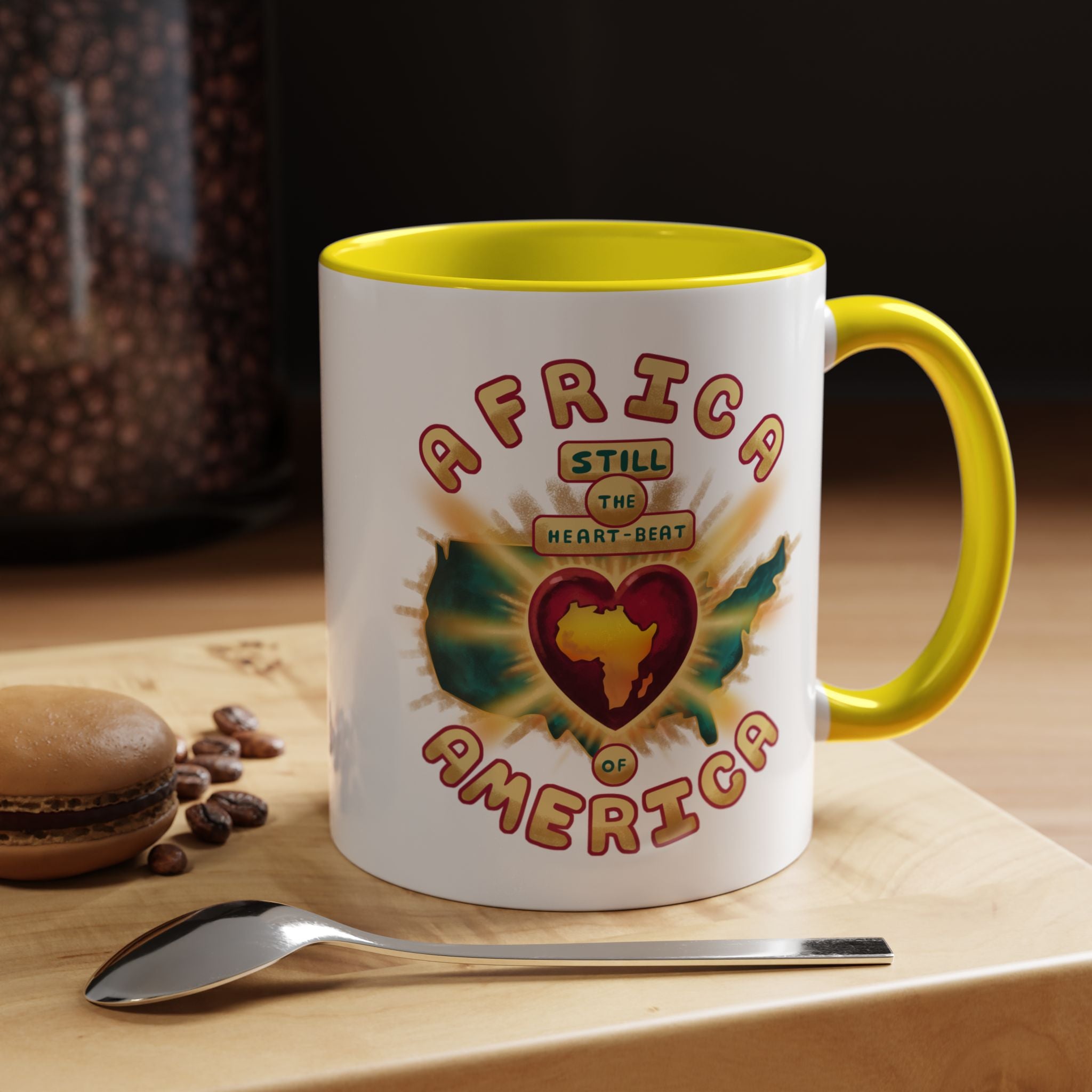Africa Still the Heartbeat of America Accent Coffee Mug